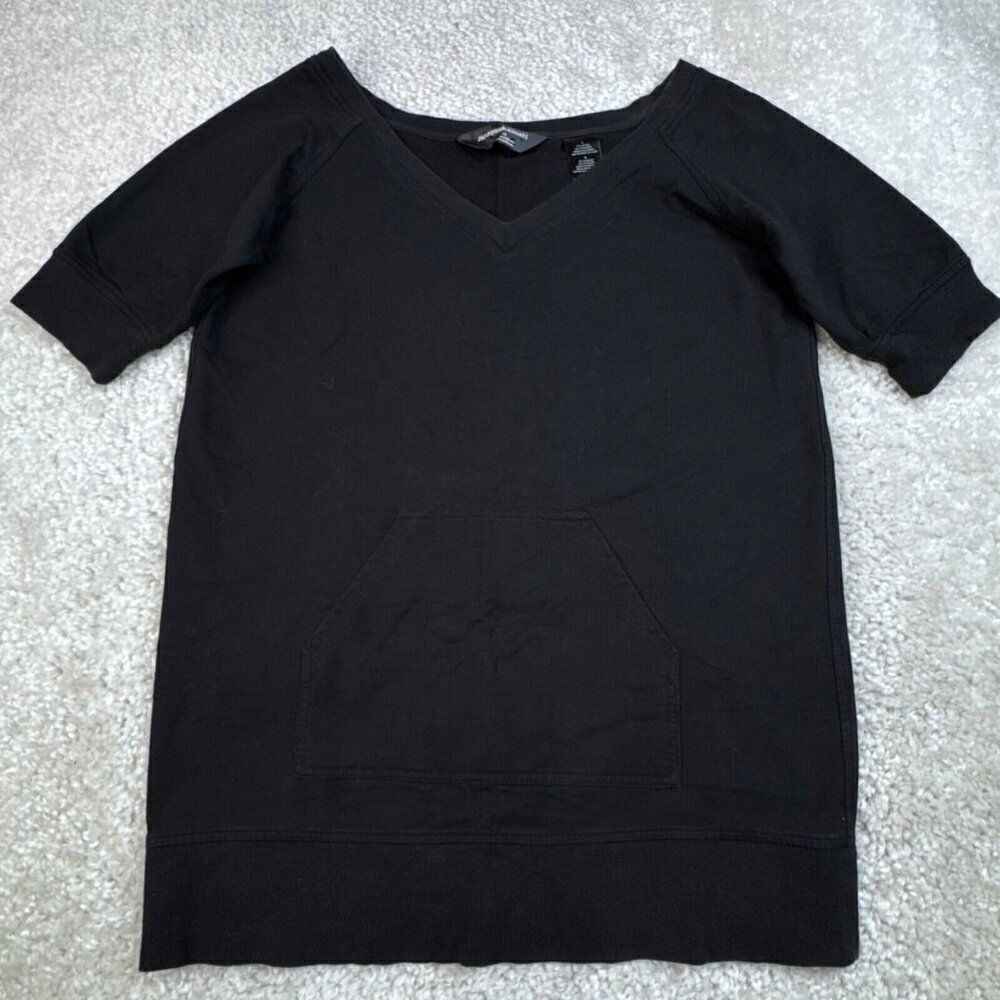 Norma Kamali Black V-Neck Tunic Sweatshirt